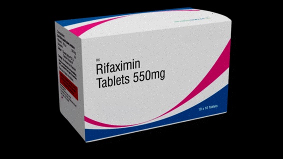 Acheter Rifaximin – Illustration de boîtes de comprimés et icône de livraison rapide