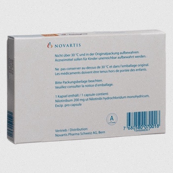 Tasigna en boîte et silhouette de molécule